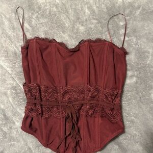 Windsor Burgundy Lace Corset Top